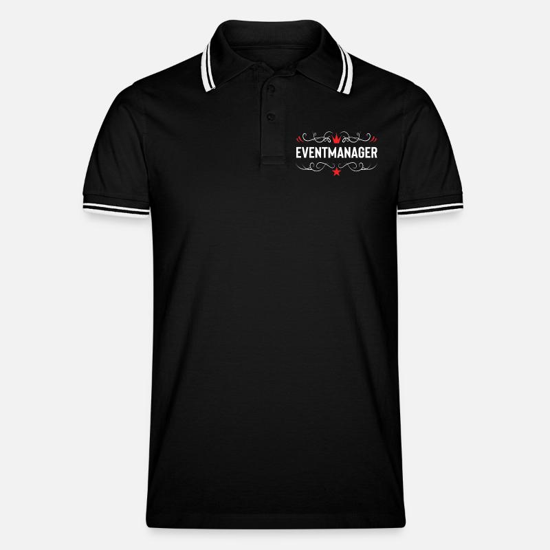 Eventmanager - Männer Tipped Poloshirt - Schwarz/Weiß