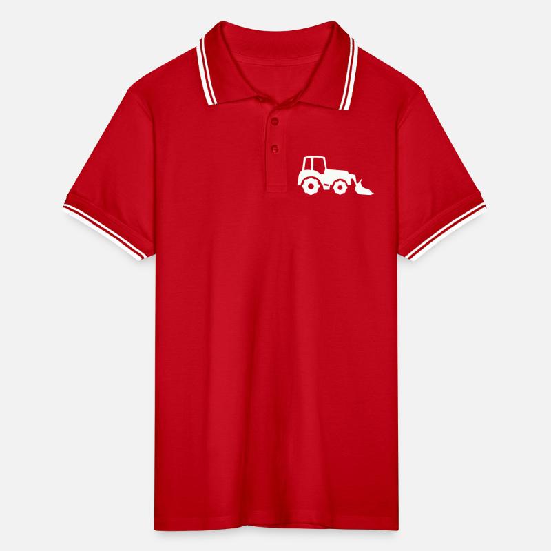 Tractor Silhouette Front End Loader Men's Tipped Polo Shirt