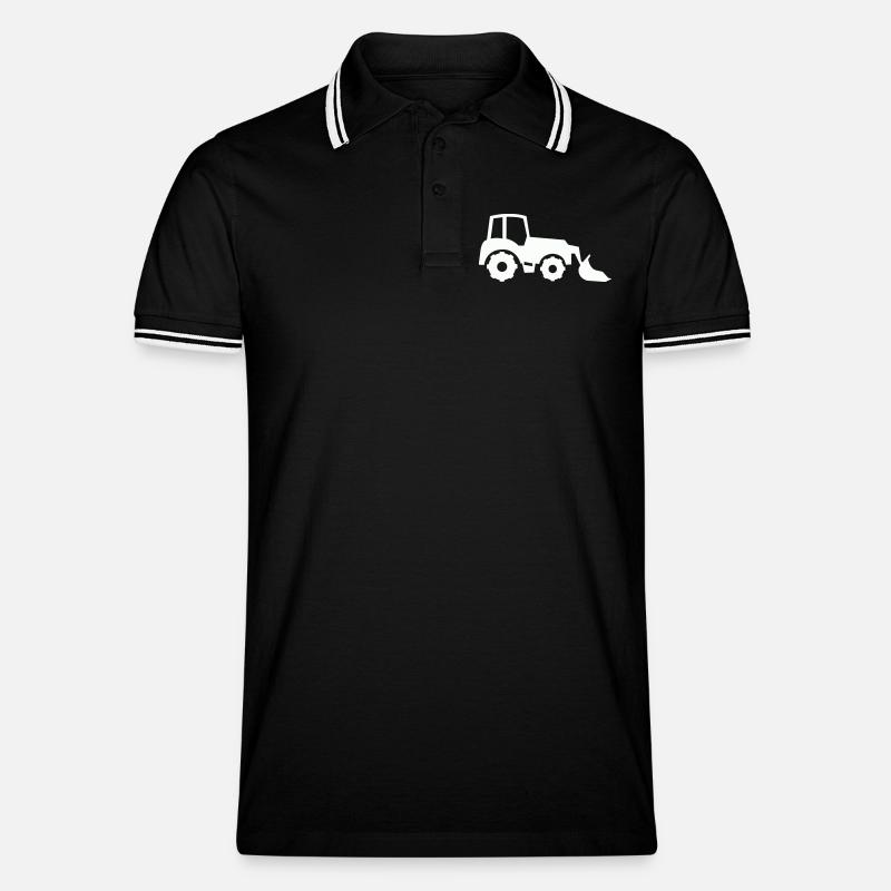 Traktor Silhouette Frontlader - Männer Tipped Poloshirt - Schwarz/Weiß