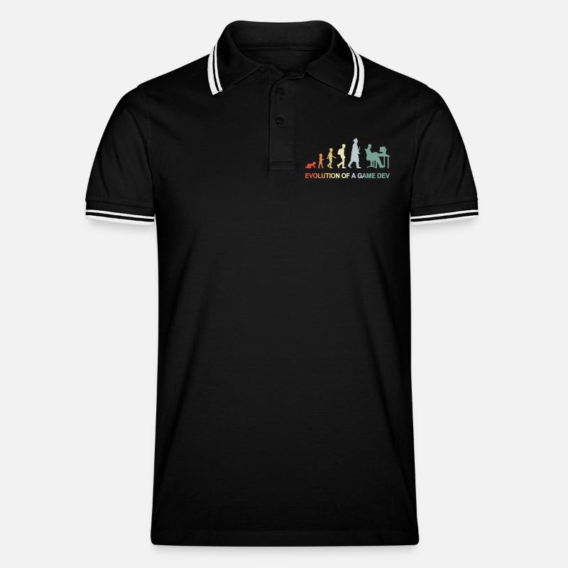 Game Dev Evolution - Männer Tipped Poloshirt - Schwarz/Weiß
