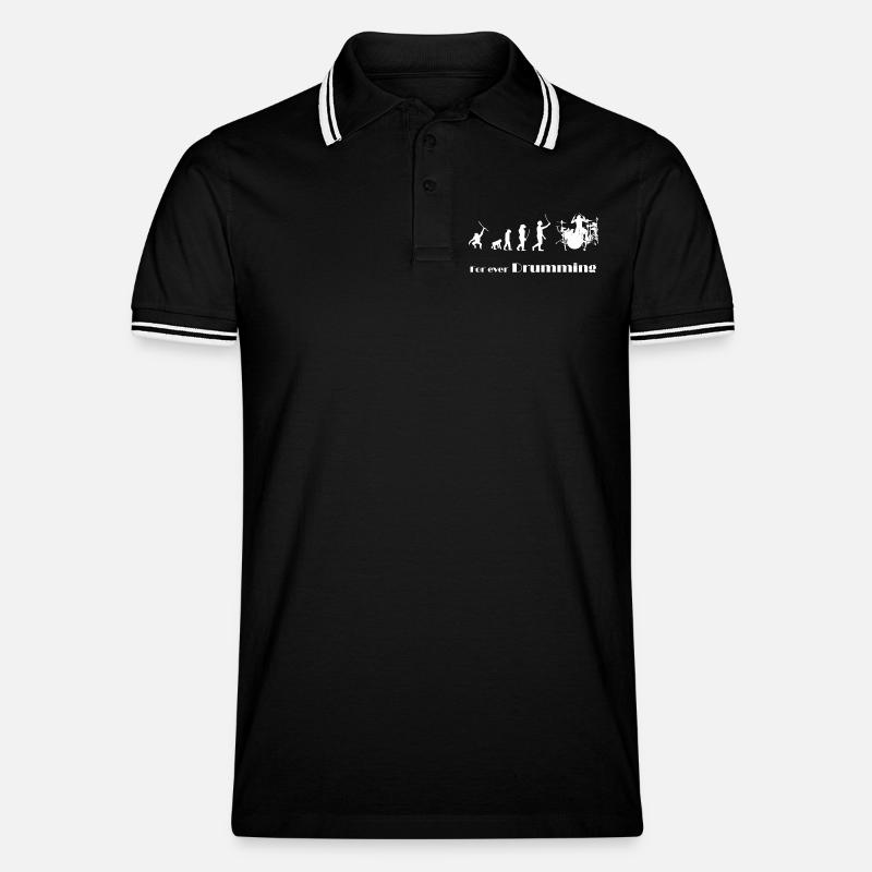 Evolution - For ever Drumming - Männer Tipped Poloshirt - Schwarz/Weiß