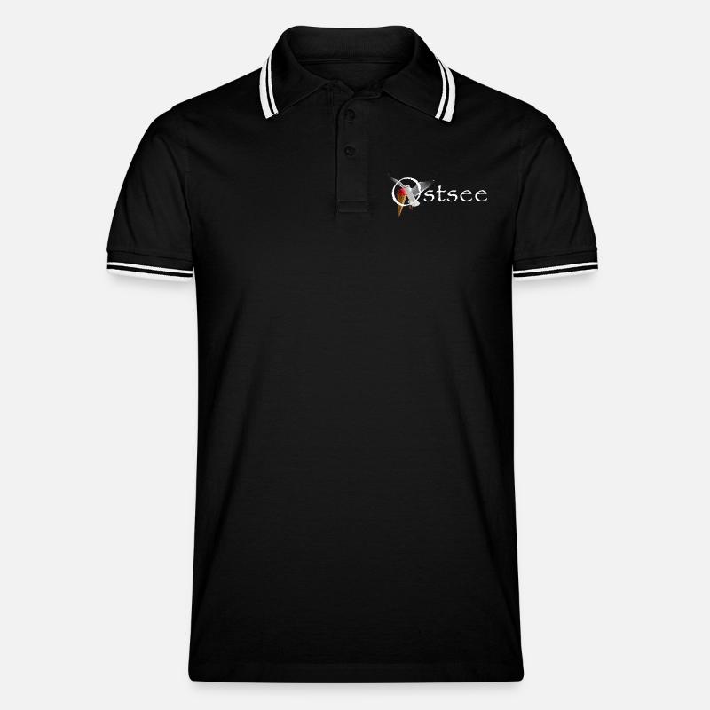 Ostsee Möwe Eisräuber Raubvogel - Männer Tipped Poloshirt - Schwarz/Weiß