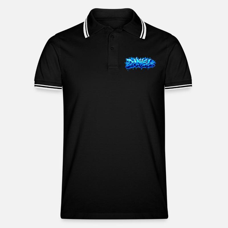 Graffiti DANIEL Name Geschenk Ideal druckbar - Männer Tipped Poloshirt - Schwarz/Weiß