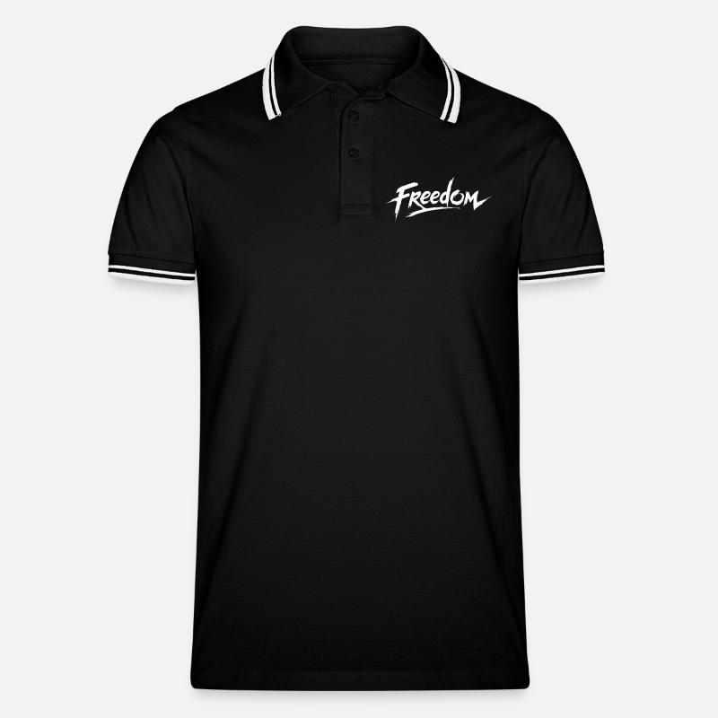 Freiheits-Pinselstrichenergie - Männer Tipped Poloshirt - Schwarz/Weiß