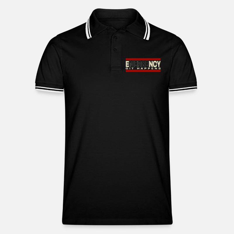 Nerd geek emergency git happens - Männer Tipped Poloshirt - Schwarz/Weiß