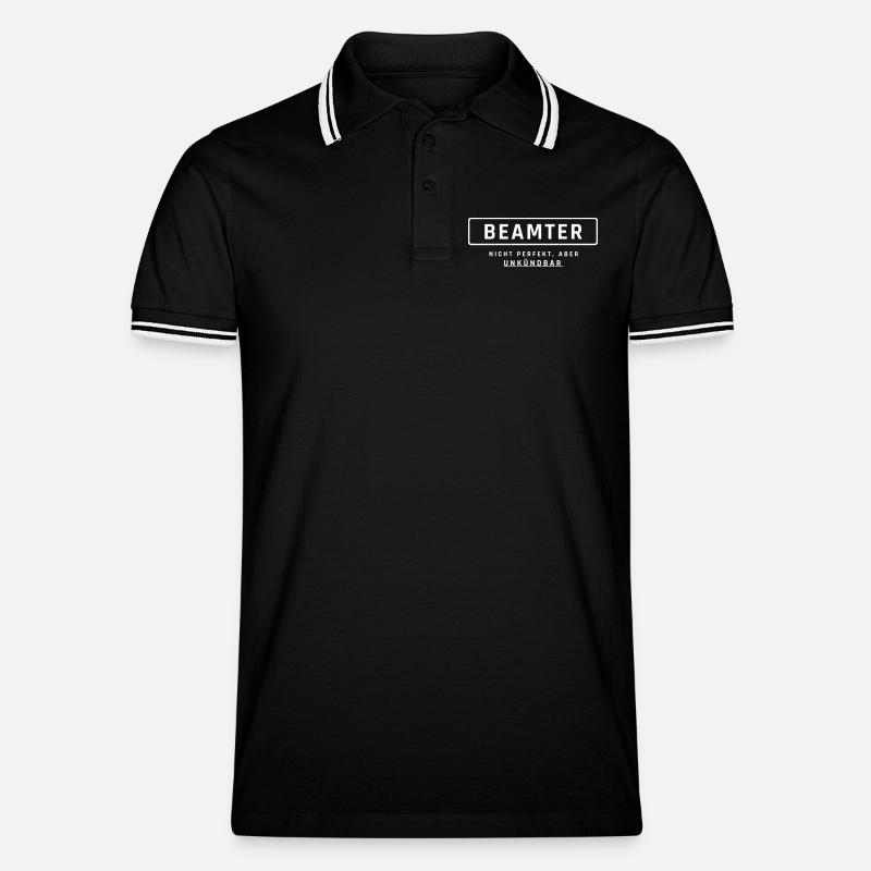 Beamter! Unkündbare Perfektion - Männer Tipped Poloshirt - Schwarz/Weiß