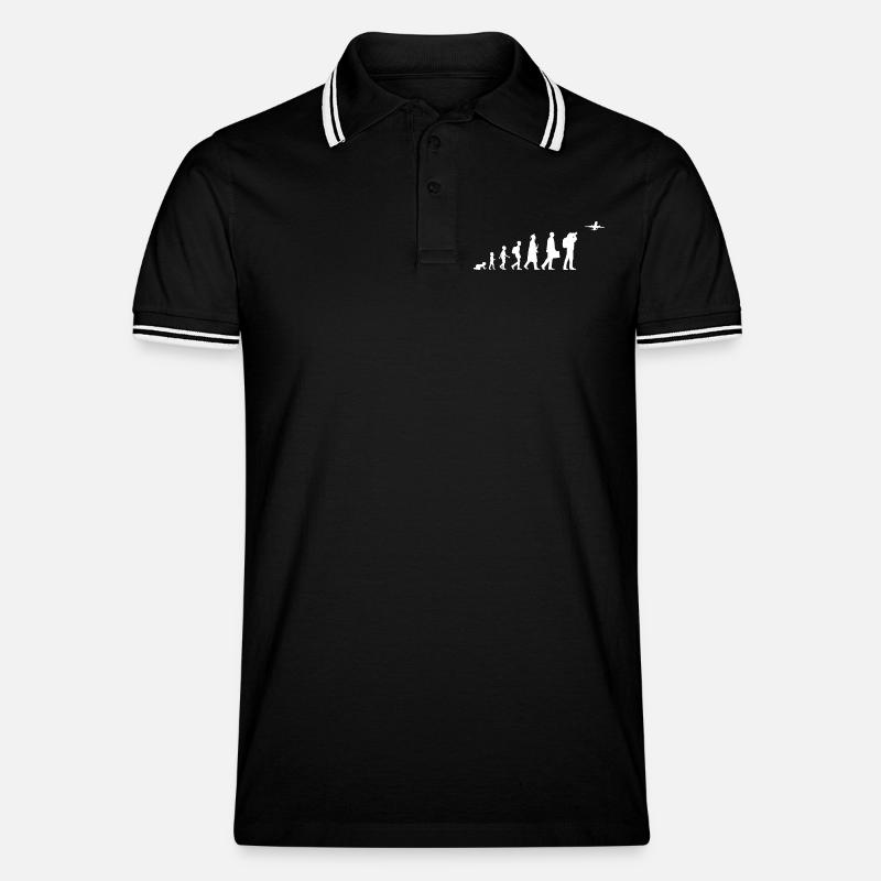 Evolution Flugzeugliebhaber - Männer Tipped Poloshirt - Schwarz/Weiß