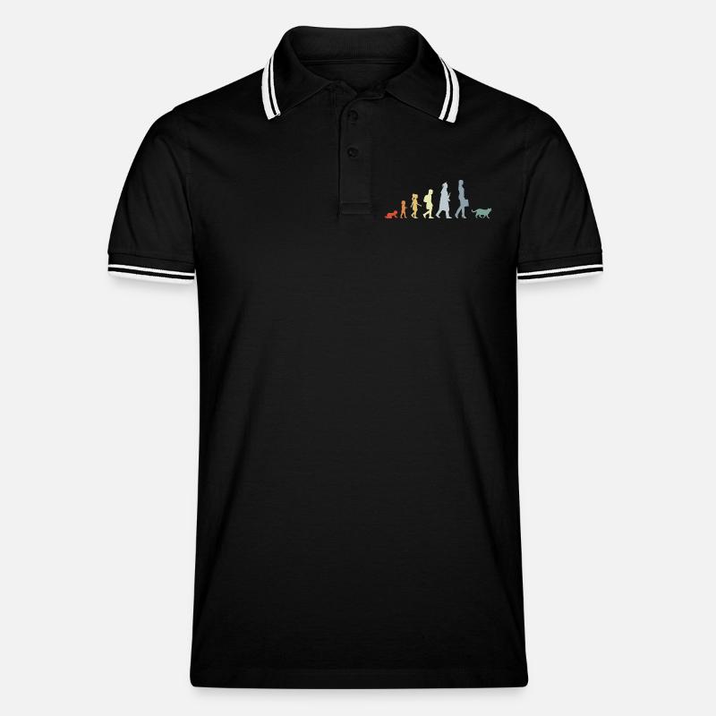 Evolution eines Katzenliebhabers - Männer Tipped Poloshirt - Schwarz/Weiß