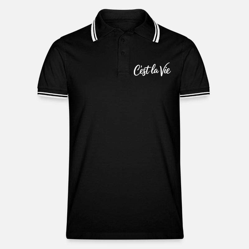 Cest la Vie Statement - Männer Tipped Poloshirt - Schwarz/Weiß