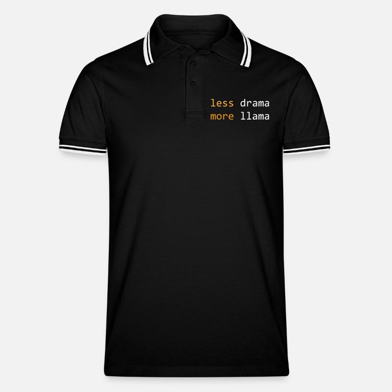 Less drama, more Llama, dark - Polo per uomo - nero/bianco