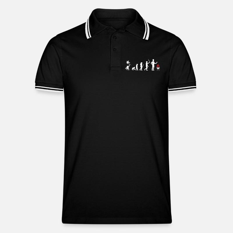 Evolution BBQ - Grillen Smoker Gartenparty - Männer Tipped Poloshirt - Schwarz/Weiß