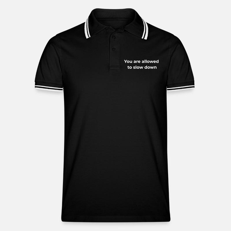Achtsame Erinnerung | Du darfst langsamer machen - Männer Tipped Poloshirt - Schwarz/Weiß