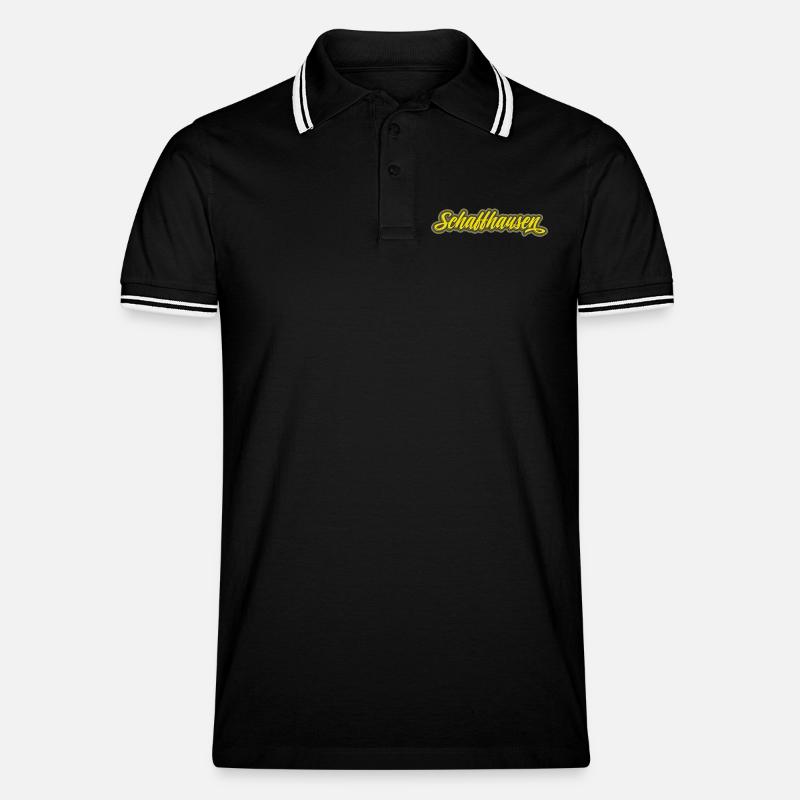 Schaffhausen Script Lettering - Men's Tipped Polo Shirt - black/white