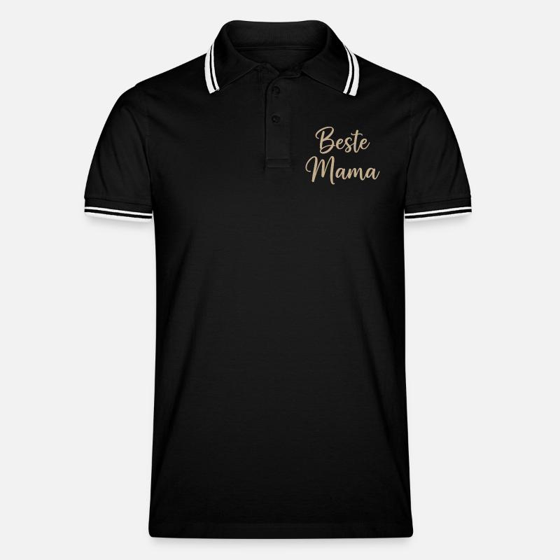Beste Mama – elegante Script-Schrift - Männer Tipped Poloshirt - Schwarz/Weiß