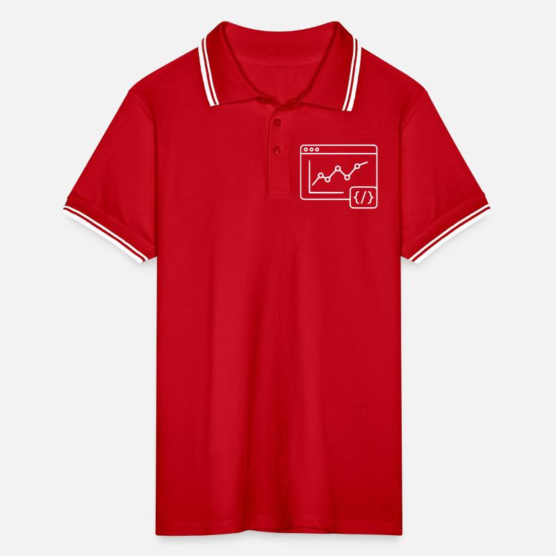 Web Analysis Chart Coding Browser Vector Men's Tipped Polo Shirt