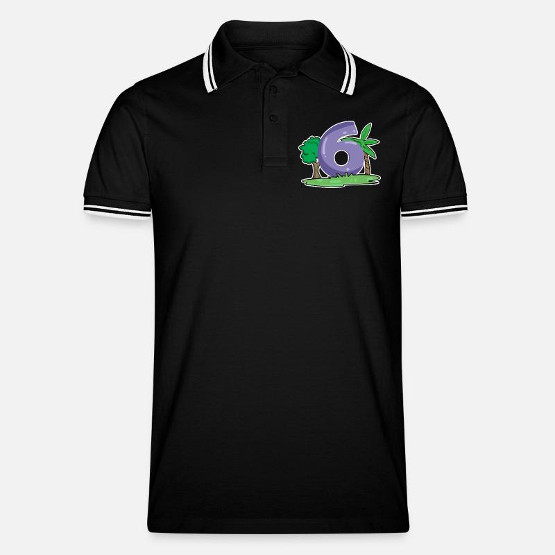 Nummer 6 Muster - Männer Tipped Poloshirt - Schwarz/Weiß
