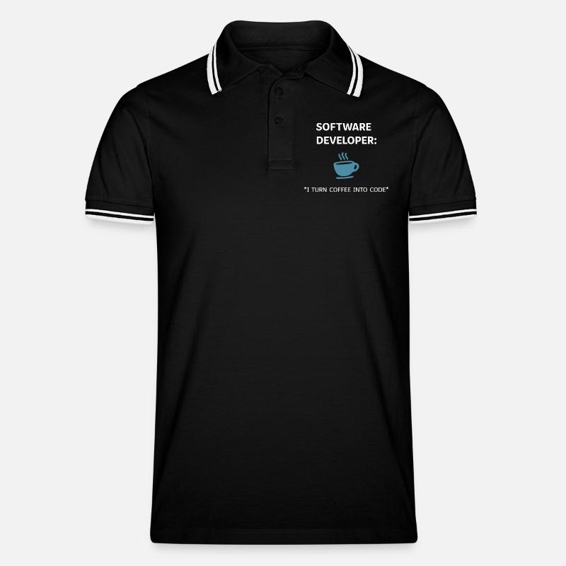 Software Developer - Coffee Edition - Männer Tipped Poloshirt - Schwarz/Weiß