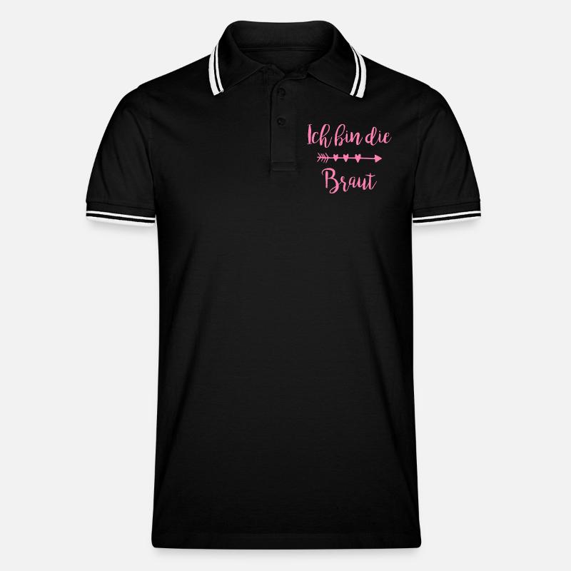 Ich bin die Braut Herzpfeil Script - Männer Tipped Poloshirt - Schwarz/Weiß
