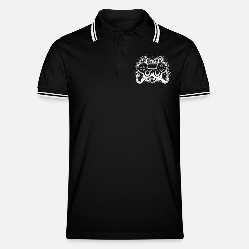 Spiel Controller - Männer Tipped Poloshirt - Schwarz/Weiß