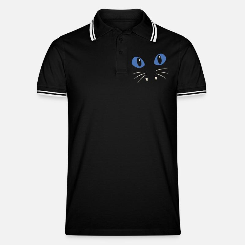 Blauäugige Katze - Männer Tipped Poloshirt - Schwarz/Weiß