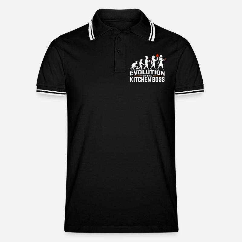 Küchenboss Evolution - Männer Tipped Poloshirt - Schwarz/Weiß