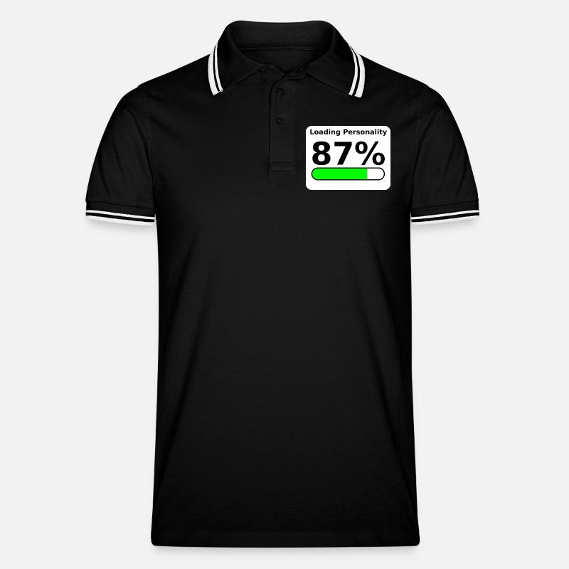 Loading Personality 87% – Nerdy Statement Tee - Männer Tipped Poloshirt - Schwarz/Weiß