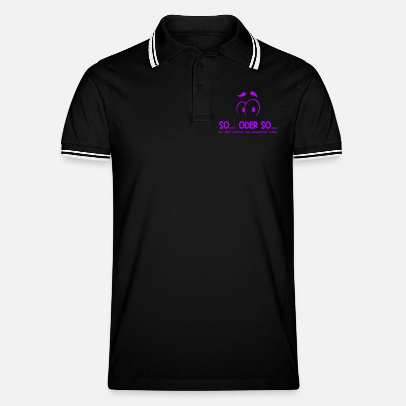 So...Oder So: Hässlicher Vogel - Lila - Männer Tipped Poloshirt - Schwarz/Weiß