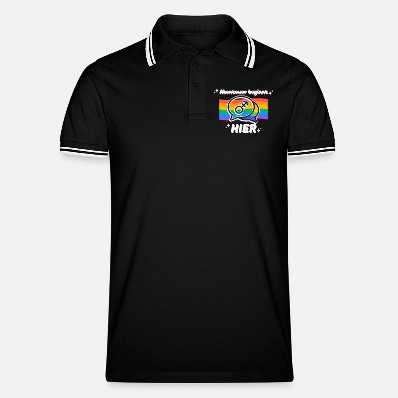 Abenteuer beginnt hier Pride Symbol - Männer Tipped Poloshirt - Schwarz/Weiß