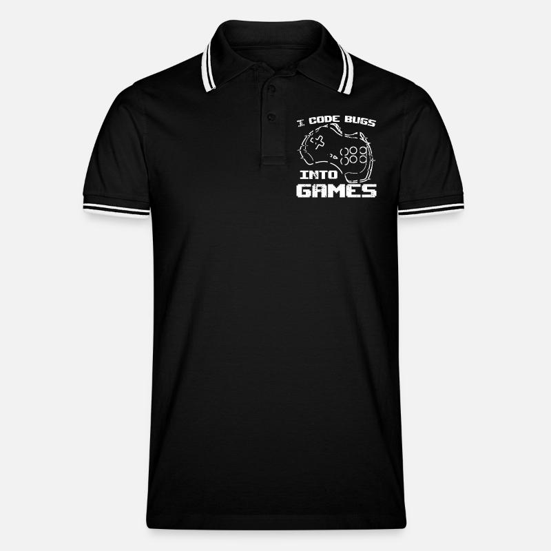 Ich programmiere Bugs in Videospiele - Männer Tipped Poloshirt - Schwarz/Weiß