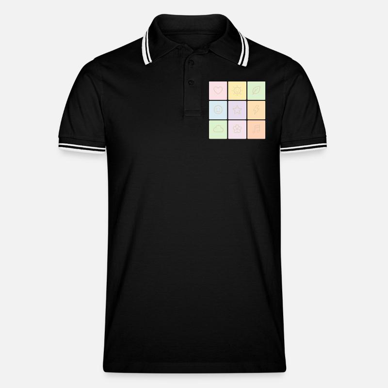 Pastel Bento Vibes - Men's Tipped Polo Shirt - black/white
