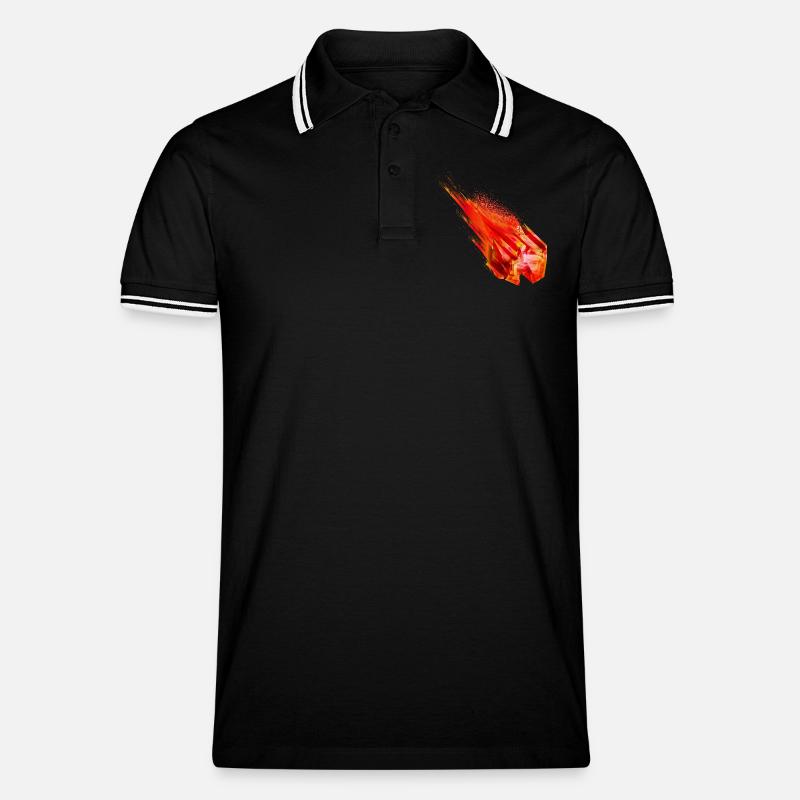 Glühender Asteroid mit Feuerschweif – Powerdesign - Männer Tipped Poloshirt - Schwarz/Weiß
