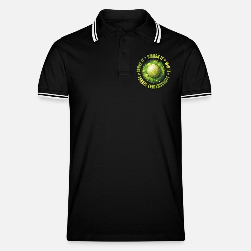 Serve it - Smash it - win it - Männer Tipped Poloshirt - Schwarz/Weiß