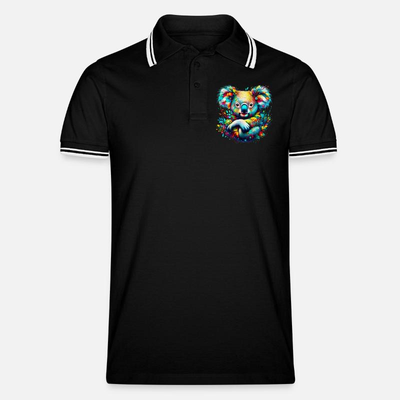 Koala - Männer Tipped Poloshirt - Schwarz/Weiß