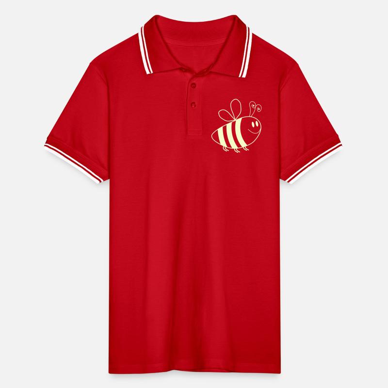 Smiling Bees Pattern Men's Tipped Polo Shirt