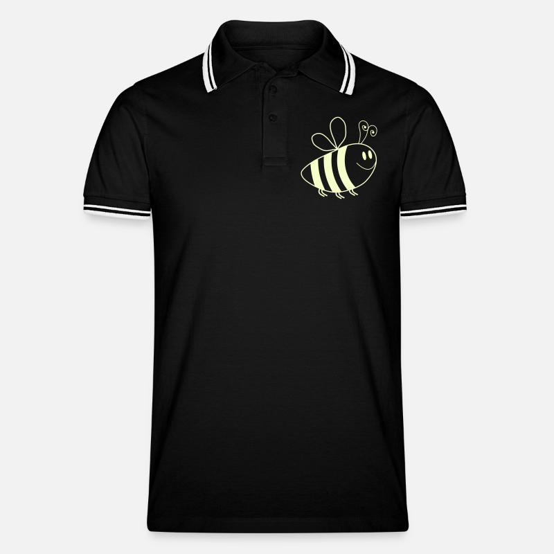 Lächelnde Bienchen Muster - Männer Tipped Poloshirt - Schwarz/Weiß