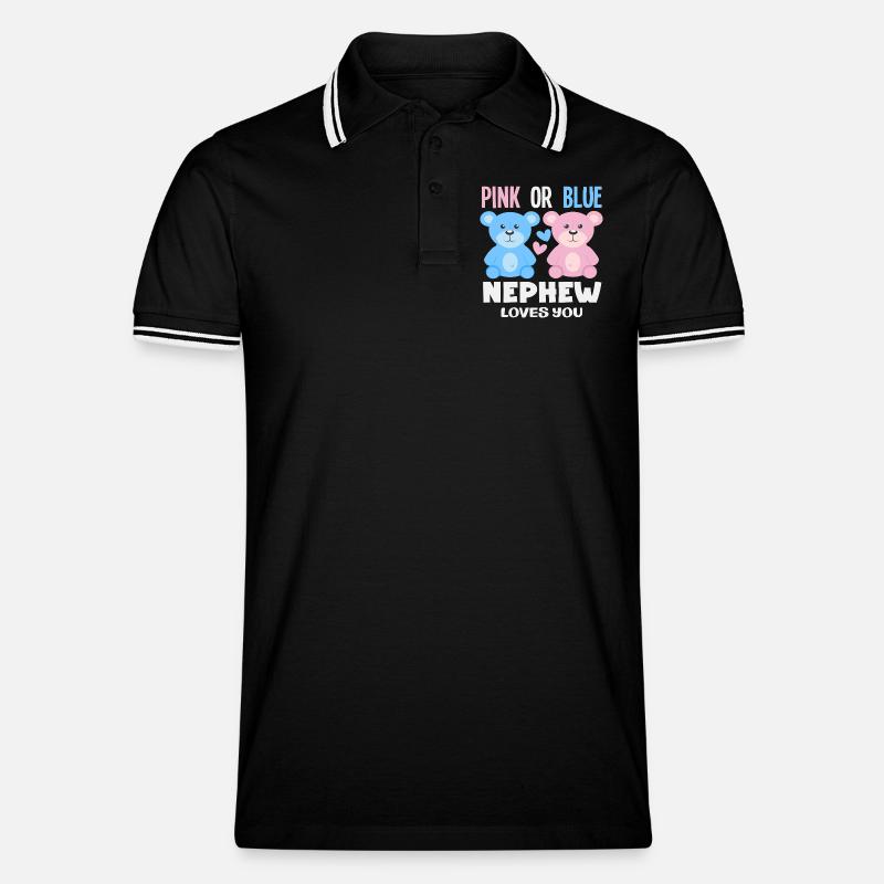 Pink Oder Blau Neffe Liebt Dich - Männer Tipped Poloshirt - Schwarz/Weiß