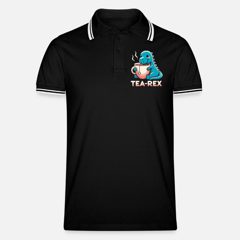 Tee Rex Tee-Rex Teetrinker Geschenk - Männer Tipped Poloshirt - Schwarz/Weiß