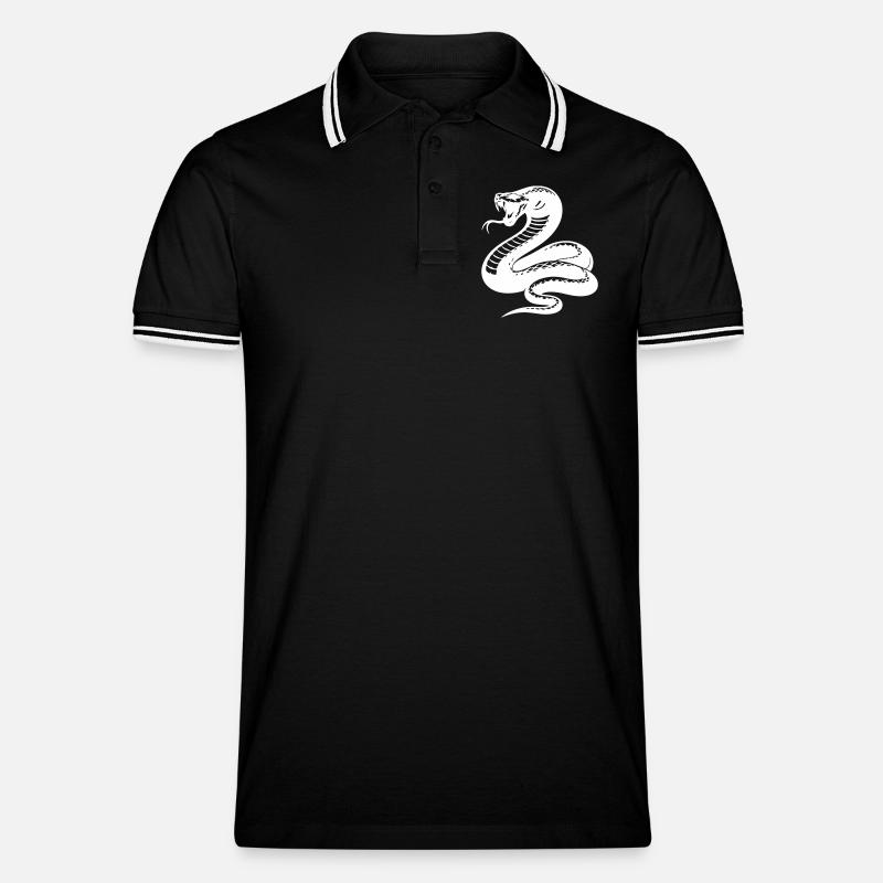 Snake Python Silhouette - Men's Tipped Polo Shirt - black/white