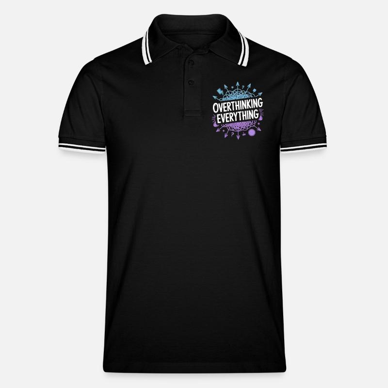 Overthinking Everything ADHS Chaos - Männer Tipped Poloshirt - Schwarz/Weiß