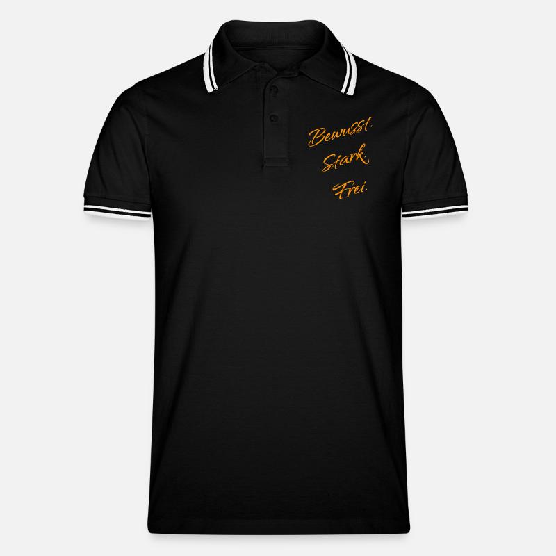 Bewusst. Stark. Frei. – Mindset Statement - Männer Tipped Poloshirt - Schwarz/Weiß