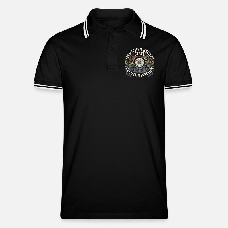 Equality Statement Radicalized by Decency Trend - Männer Tipped Poloshirt - Schwarz/Weiß