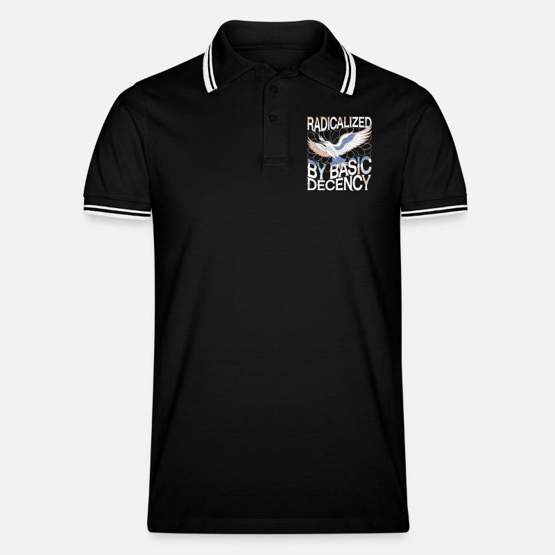 Radicalized by Basic Decency Statement Kunst - Männer Tipped Poloshirt - Schwarz/Weiß
