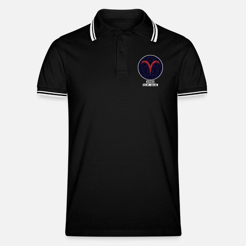 Aries 21.03.-20.04. - Männer Tipped Poloshirt - Schwarz/Weiß