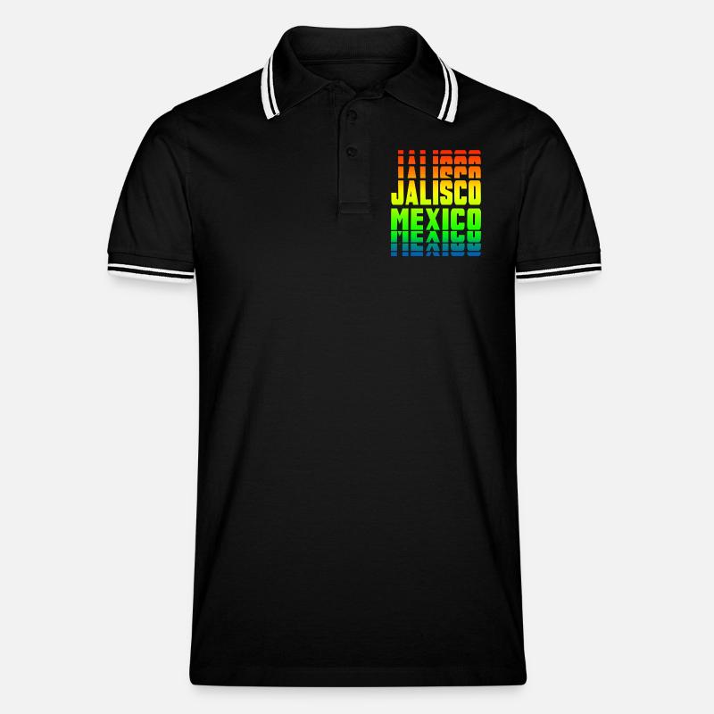 Jalisco Mexiko Regenbogen Design - Männer Tipped Poloshirt - Schwarz/Weiß