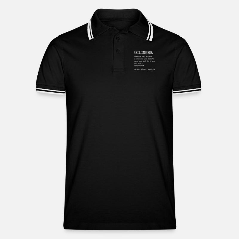 PHILOSOPHER - Männer Tipped Poloshirt - Schwarz/Weiß
