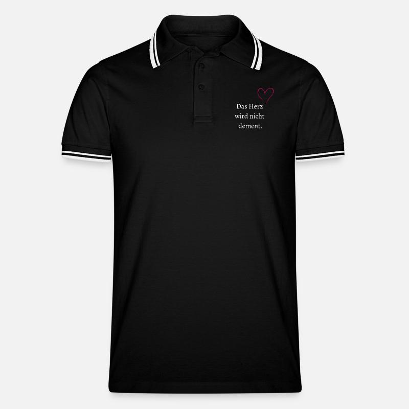 Das Herz wird nicht dement. - Männer Tipped Poloshirt - Schwarz/Weiß