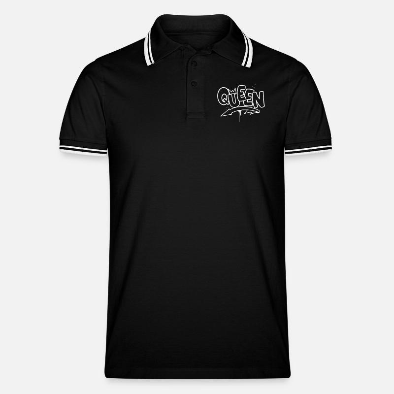 Queen Graffiti - Männer Tipped Poloshirt - Schwarz/Weiß