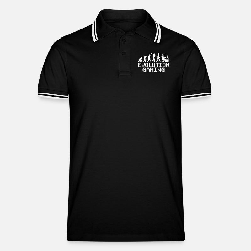 Pc Gaming Evolution - Männer Tipped Poloshirt - Schwarz/Weiß