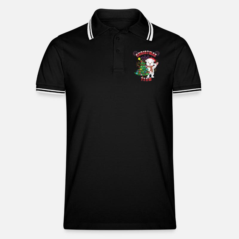 Weihnachtliches Eisbärchen mit Weihnachtsbaum - Männer Tipped Poloshirt - Schwarz/Weiß