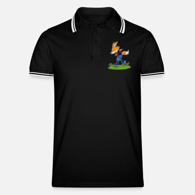Fuchs Inline skating Inline skates - Männer Tipped Poloshirt - Schwarz/Weiß